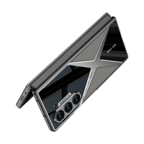 Galaxy Z Fold 6 Kılıf Ultra İnce Kamera Korumalı PC + Deri Arka Yüzey Patinda X-Pro Kapak