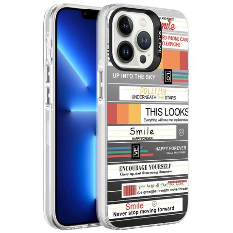 Apple iPhone 13 Pro Kılıf Desenli Patinda Silver Sert Kapak