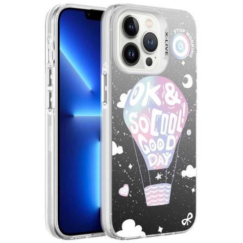 Apple iPhone 13 Pro Kılıf Desenli Patinda Silver Sert Kapak