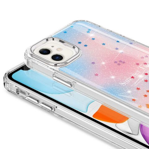 Apple iPhone 11 Kılıf Simli Desenli Parlak Patinda Task Kapak