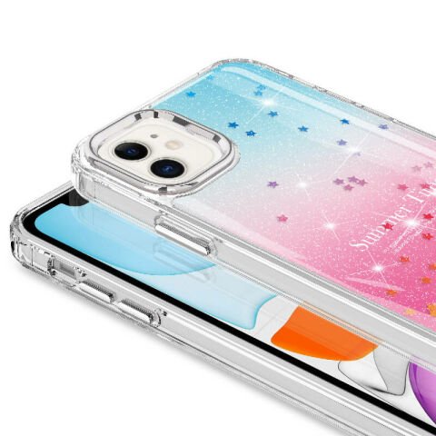 Apple iPhone 11 Kılıf Simli Desenli Parlak Patinda Task Kapak