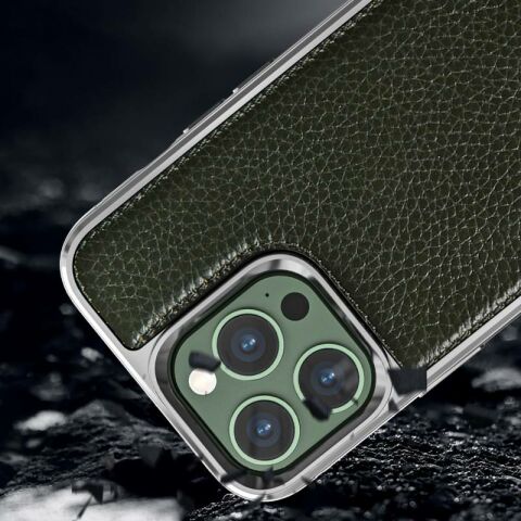 Apple iPhone 13 Kılıf Wiwu Genuine Leather Silver Calfskin Orjinal Deri Kapak