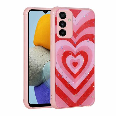 Galaxy M23 Kılıf Simli Desenli Kamera Korumalı Parlak Patinda Popy Kapak