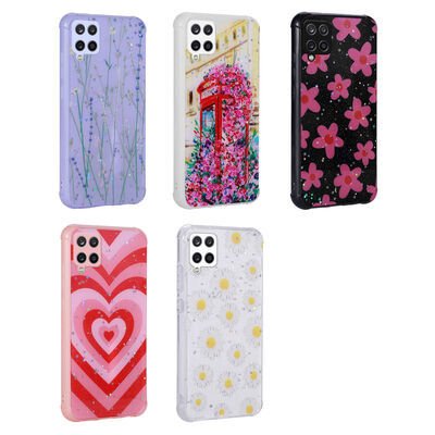 Galaxy M33 Kılıf Simli Desenli Kamera Korumalı Parlak Patinda Popy Kapak