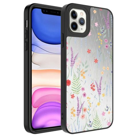 Apple iPhone 11 Pro Max Kılıf Aynalı Desenli Kamera Korumalı Parlak Patinda Mirror Kapak