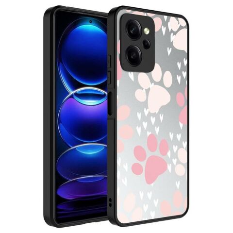 Xiaomi Poco X5 Pro Kılıf Aynalı Desenli Kamera Korumalı Parlak Patinda Mirror Kapak