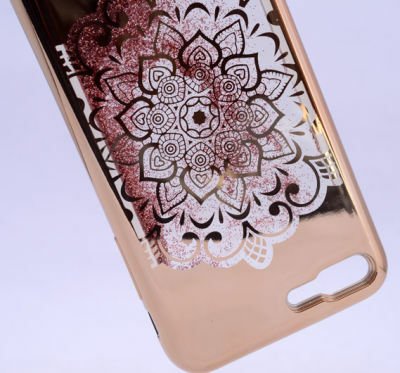Apple iPhone 7 Plus Kılıf Patinda Lazer Çiçekli Sıvılı Silikon