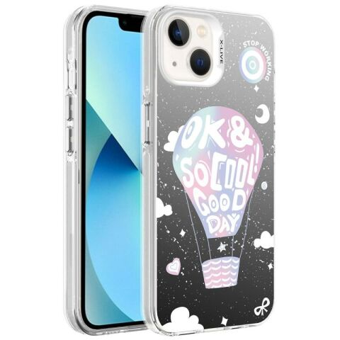 Apple iPhone 13 Kılıf Desenli Patinda Silver Sert Kapak