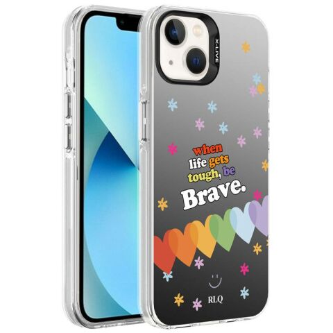 Apple iPhone 13 Kılıf Desenli Patinda Silver Sert Kapak