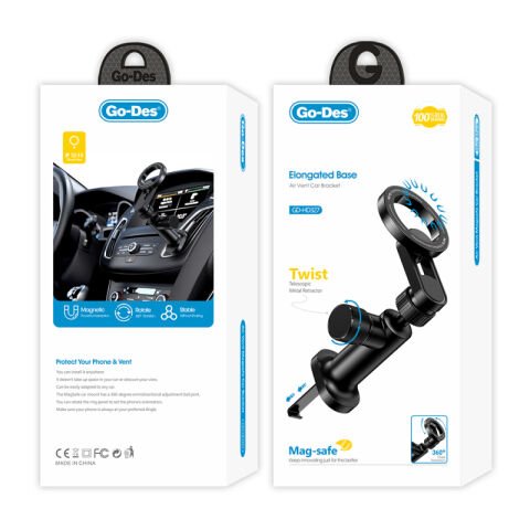 Go Des GD-HD327 Magnetik Magsafe Uyumlu 360 Derece Dönebilen Düz Zemin ve Havalandırma Tasarımlı Araç Telefon Tutucu