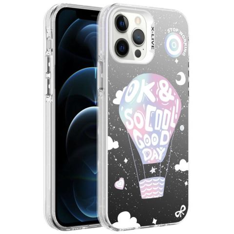 Apple iPhone 12 Pro Max Kılıf Desenli Patinda Silver Sert Kapak