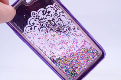 Apple iPhone 6 Kılıf Patinda Lazer Çiçekli Sıvılı Silikon