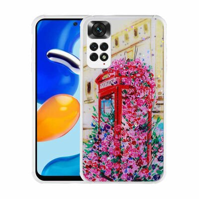 Xiaomi Redmi Note 11S Global Kılıf Simli Desenli Kamera Korumalı Parlak Patinda Popy Kapak