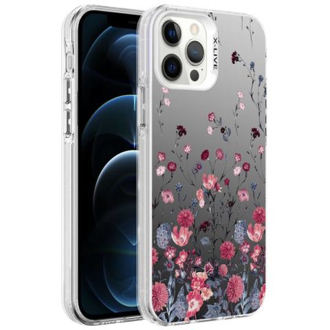 Apple iPhone 12 Pro Kılıf Desenli Patinda Silver Sert Kapak