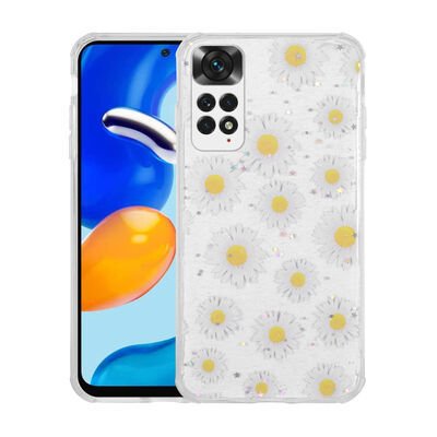Xiaomi Redmi Note 11 Global Kılıf Simli Desenli Kamera Korumalı Parlak Patinda Popy Kapak