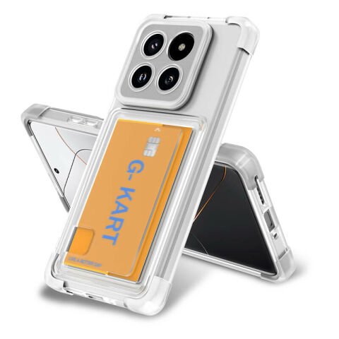 Xiaomi Mi 14 Pro Kılıf Airbag Tasarımlı Şeffaf Kartlıklı Patinda G-Kart Kapak