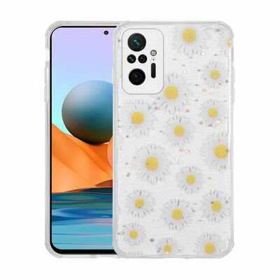 Xiaomi Redmi Note 10 Pro Kılıf Simli Desenli Kamera Korumalı Parlak Patinda Popy Kapak