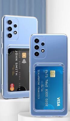Galaxy A52 Kılıf Kartlıklı Şeffaf Patinda Setra Clear Silikon Kapak