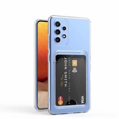 Galaxy A52 Kılıf Kartlıklı Şeffaf Patinda Setra Clear Silikon Kapak