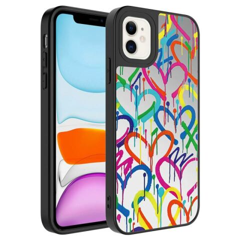 Apple iPhone 11 Kılıf Aynalı Desenli Kamera Korumalı Parlak Patinda Mirror Kapak
