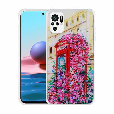 Xiaomi Redmi Note 10S Kılıf Simli Desenli Kamera Korumalı Parlak Patinda Popy Kapak