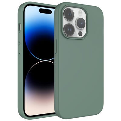 Apple iPhone 14 Pro Max Kılıf Sıvı Teknolojili Silinebilir Sert Patinda Kivi Kapak