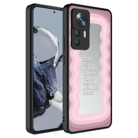 Xiaomi Mi 12T Kılıf Aynalı Desenli Kamera Korumalı Parlak Patinda Mirror Kapak