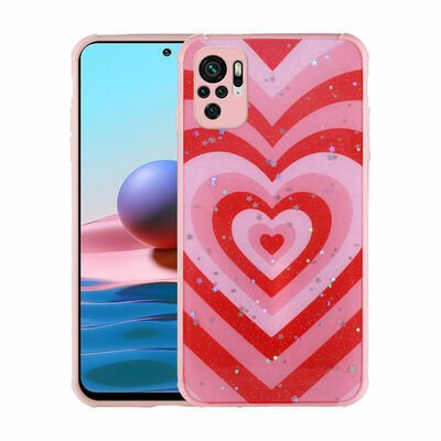 Xiaomi Redmi Note 10 Kılıf Simli Desenli Kamera Korumalı Parlak Patinda Popy Kapak