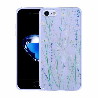 Apple iPhone 8 Kılıf Simli Desenli Kamera Korumalı Parlak Patinda Popy Kapak