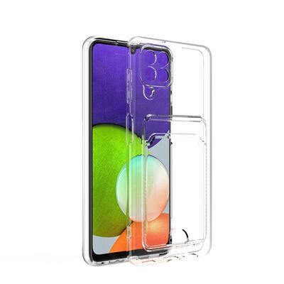 Galaxy A22 4G Kılıf Kartlıklı Şeffaf Patinda Setra Clear Silikon Kapak