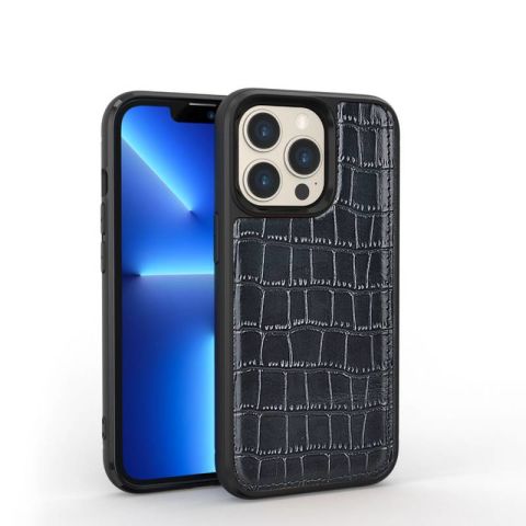 Apple iPhone 13 Pro Kılıf Wiwu Croco Pattern Calfskin Orjinal Deri Kapak