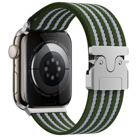 Apple Watch 10 46mm Patinda KRD-133 Naylon Kumaş Hasır Örgülü Kordon