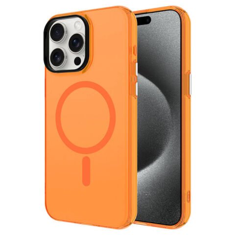 Apple iPhone 15 Pro Max Kılıf Patinda Magsafe Şarj Özellikli Buzlu Transparan C-Pro Sert Kapak