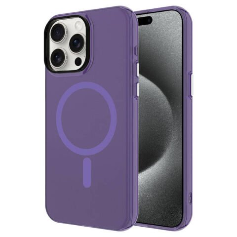 Apple iPhone 15 Pro Max Kılıf Patinda Magsafe Şarj Özellikli Buzlu Transparan C-Pro Sert Kapak