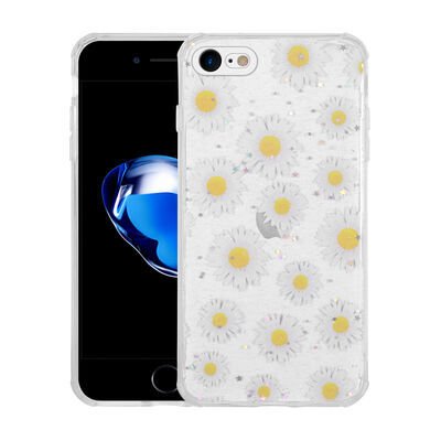 Apple iPhone 7 Kılıf Simli Desenli Kamera Korumalı Parlak Patinda Popy Kapak