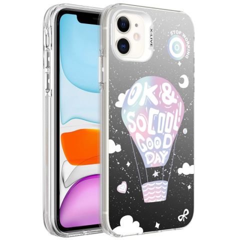 Apple iPhone 11 Kılıf Desenli Patinda Silver Sert Kapak