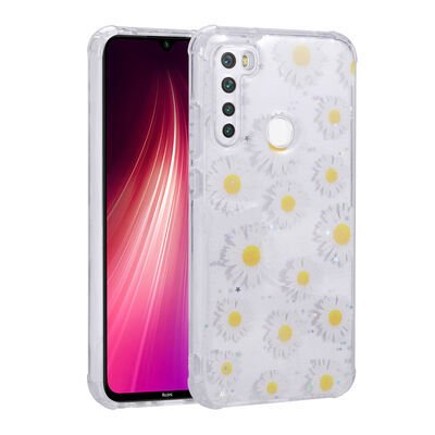 Xiaomi Redmi Note 8 Kılıf Simli Desenli Kamera Korumalı Parlak Patinda Popy Kapak