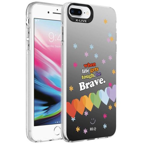 Apple iPhone 8 Plus Kılıf Desenli Patinda Silver Sert Kapak