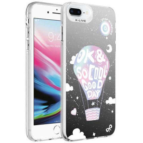 Apple iPhone 8 Plus Kılıf Desenli Patinda Silver Sert Kapak