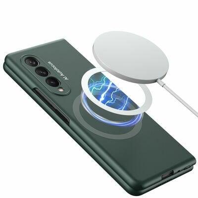 Galaxy Z Fold 3 Kılıf Wireless Şarj Özellikli Patinda Kıpta Magsafe Kapak