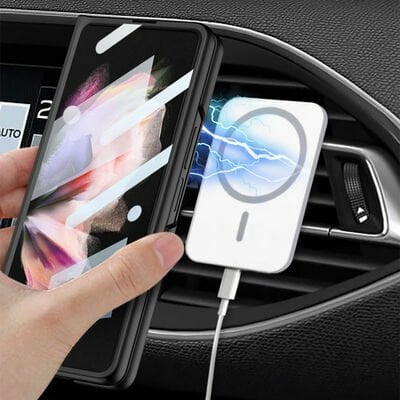 Galaxy Z Fold 3 Kılıf Wireless Şarj Özellikli Patinda Kıpta Magsafe Kapak