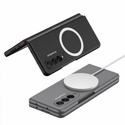 Galaxy Z Fold 3 Kılıf Wireless Şarj Özellikli Patinda Kıpta Magsafe Kapak