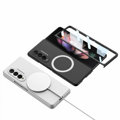 Galaxy Z Fold 3 Kılıf Wireless Şarj Özellikli Patinda Kıpta Magsafe Kapak