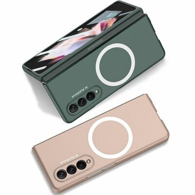 Galaxy Z Fold 3 Kılıf Wireless Şarj Özellikli Patinda Kıpta Magsafe Kapak