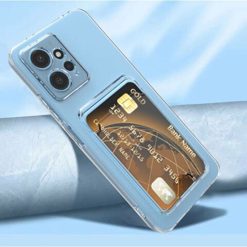 Xiaomi Redmi Note 12 5G Kılıf Kartlıklı Şeffaf Patinda Setra Clear Silikon Kapak