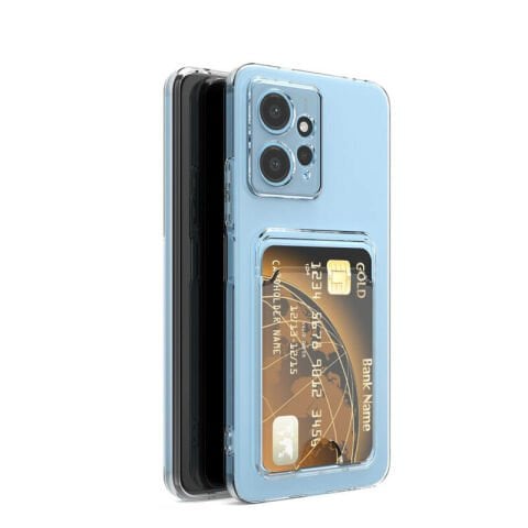Xiaomi Redmi Note 12 5G Kılıf Kartlıklı Şeffaf Patinda Setra Clear Silikon Kapak
