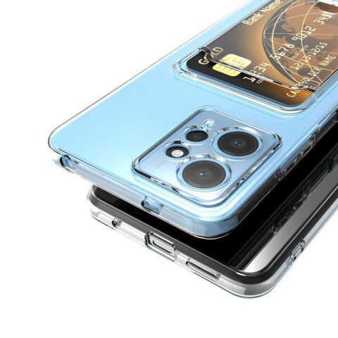 Xiaomi Redmi Note 12 5G Kılıf Kartlıklı Şeffaf Patinda Setra Clear Silikon Kapak