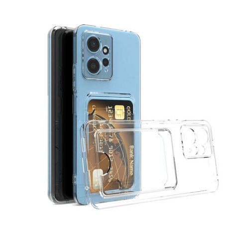 Xiaomi Redmi Note 12 5G Kılıf Kartlıklı Şeffaf Patinda Setra Clear Silikon Kapak