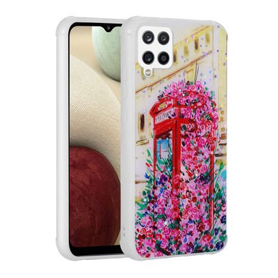 Galaxy M12 Kılıf Simli Desenli Kamera Korumalı Parlak Patinda Popy Kapak