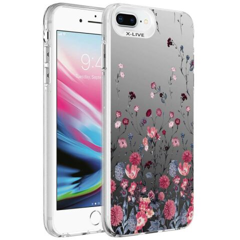 Apple iPhone 7 Plus Kılıf Desenli Patinda Silver Sert Kapak